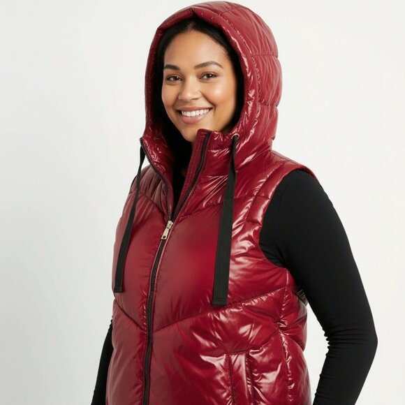 Love and sports puffer vest burgundy size medium NWT - Picture 2 of 8